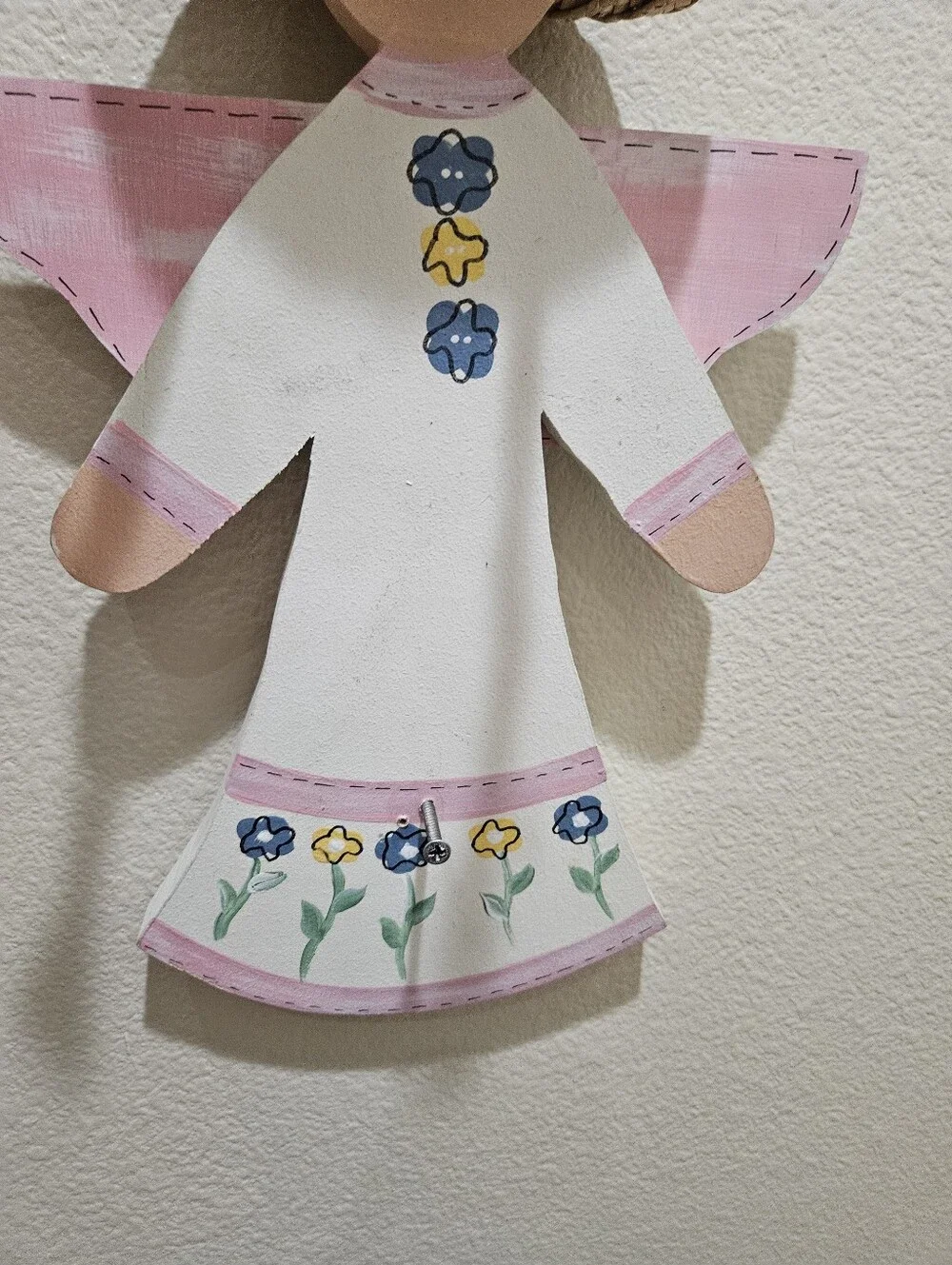 Handcrafted Pink & White Angel Wall Decor